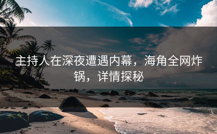 主持人在深夜遭遇内幕，海角全网炸锅，详情探秘