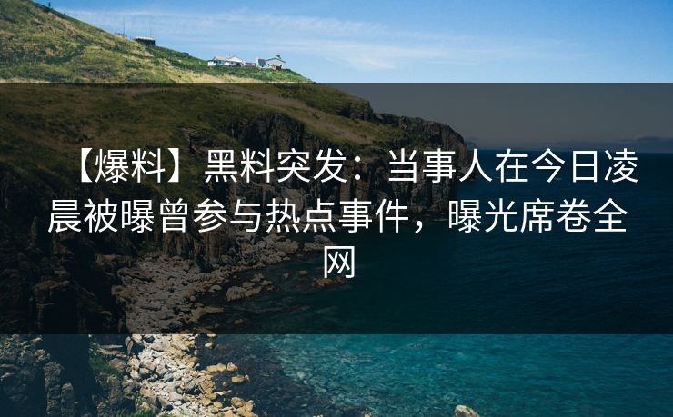 【爆料】黑料突发：当事人在今日凌晨被曝曾参与热点事件，曝光席卷全网