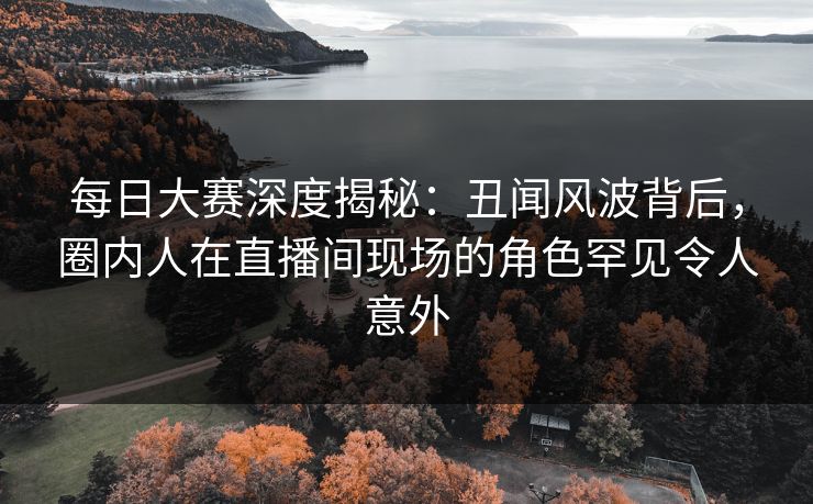 每日大赛深度揭秘：丑闻风波背后，圈内人在直播间现场的角色罕见令人意外