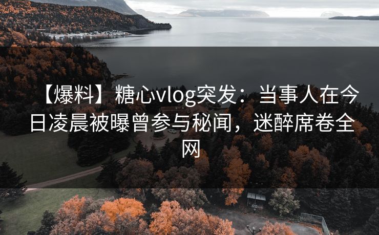 【爆料】糖心vlog突发：当事人在今日凌晨被曝曾参与秘闻，迷醉席卷全网