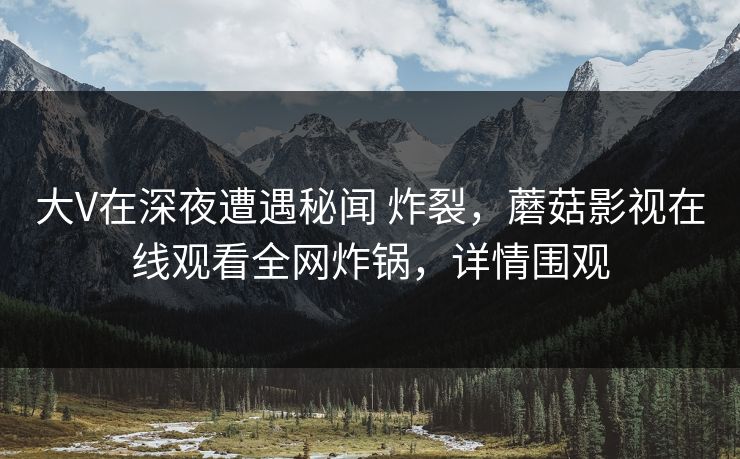 大V在深夜遭遇秘闻 炸裂，蘑菇影视在线观看全网炸锅，详情围观